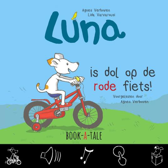 Luna is dol op de rode fiets!